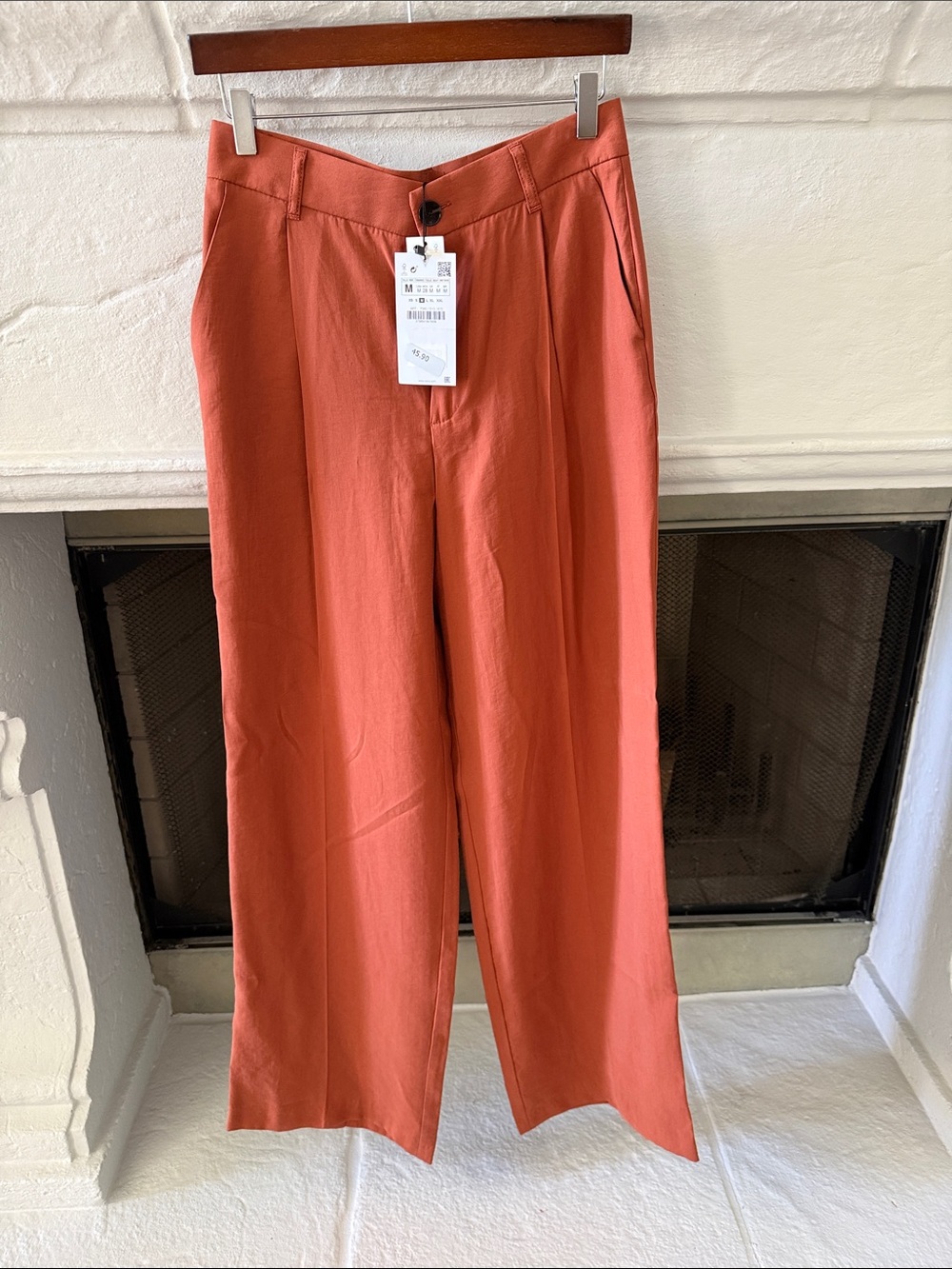 Zara Wide Leg High Waist Trousers - Rust